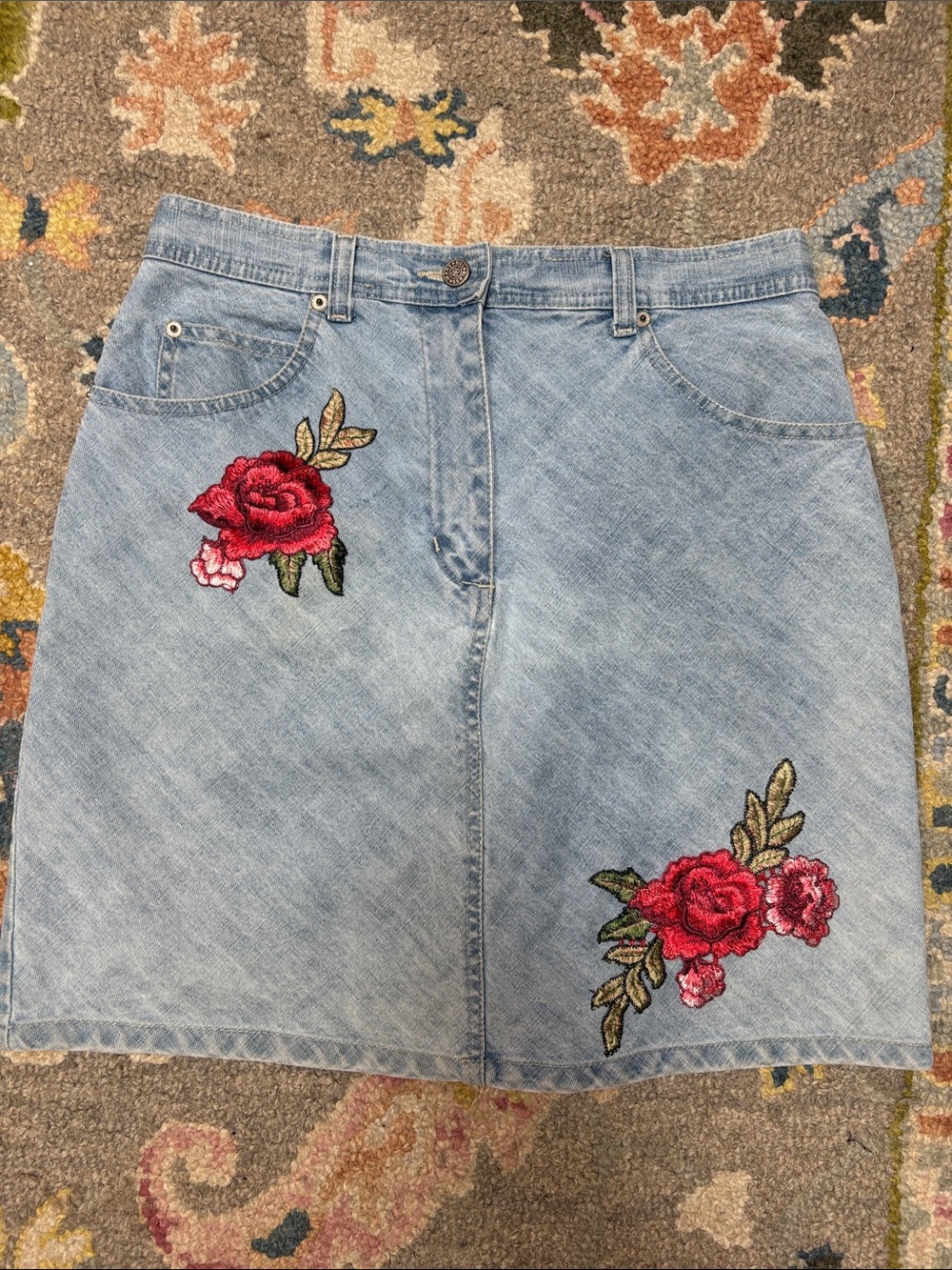 Upcycled Bill Blass Denim Mini Skirt